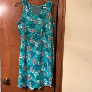 Columbia Floral Sleeveless Dress in Teal and Pink